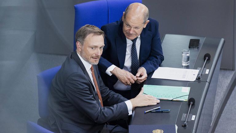 Christian Lindner und Olaf Scholz (r.), aufgenommen am 03.06.2022