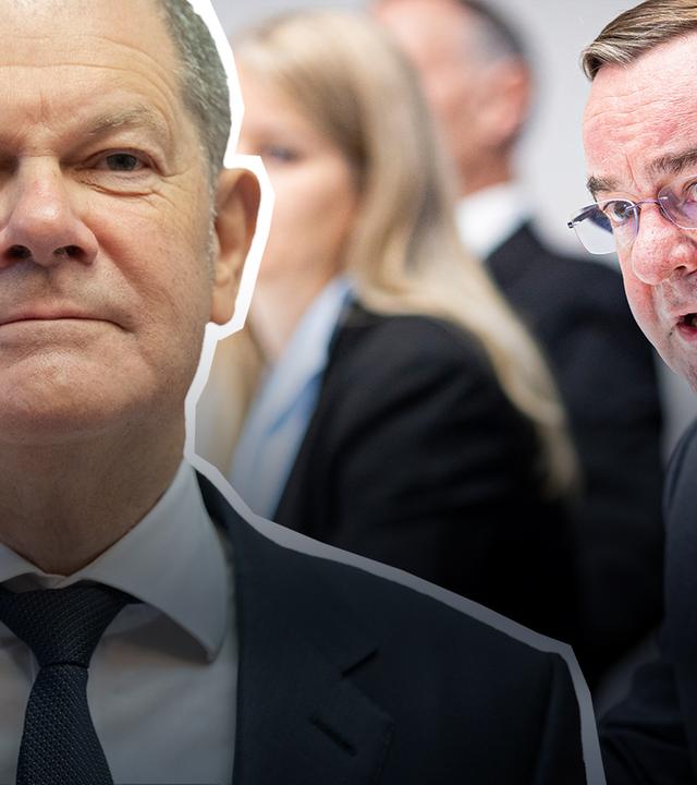 Rechts Boris Pistorius, links Olaf Scholz. 