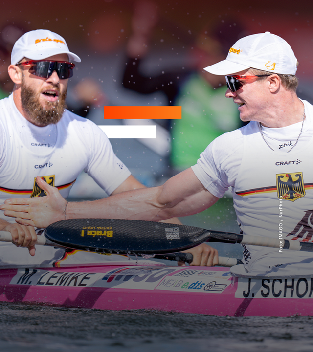 Die deutschen Ruderer Jacob Schopf und Max Lemke nach ihrem Durchgang bei der Ruder-WM