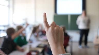 Schüler meldet sich im Unterricht