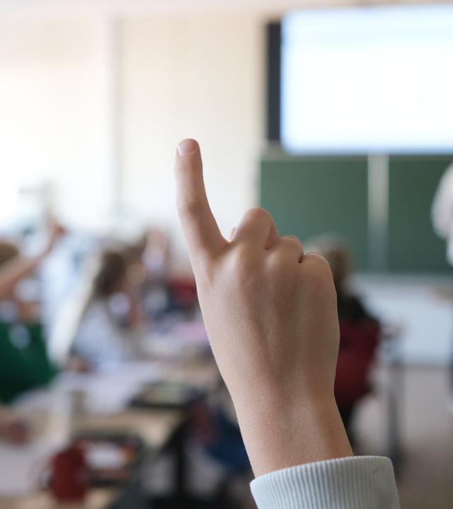 Schüler meldet sich im Unterricht