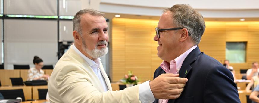 Steffen Schütz (BSW) und Mario Voigt (CDU)