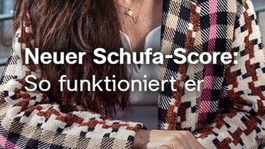 Eine Frau schaut in die Kamera, unten eine Texteinblendung: "Das steckt hinter dem neuen Schufa-Score"