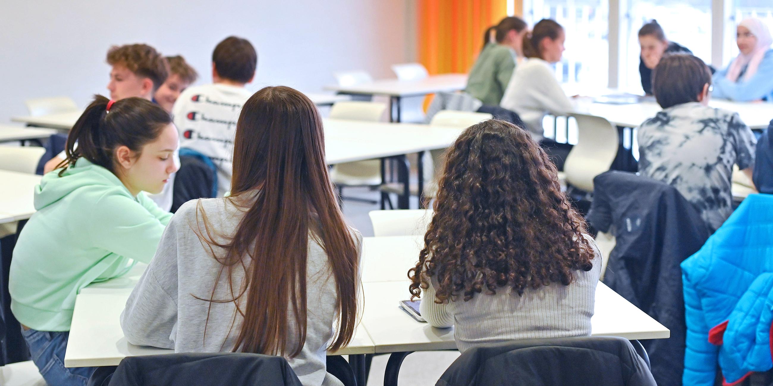 Schüler und Schülerinnen der 9. Klasse während des Unterrichts in einem Gymnasium