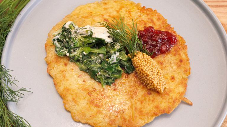 Schwedische Kartoffelpfannkuchen mit Senfkaviar