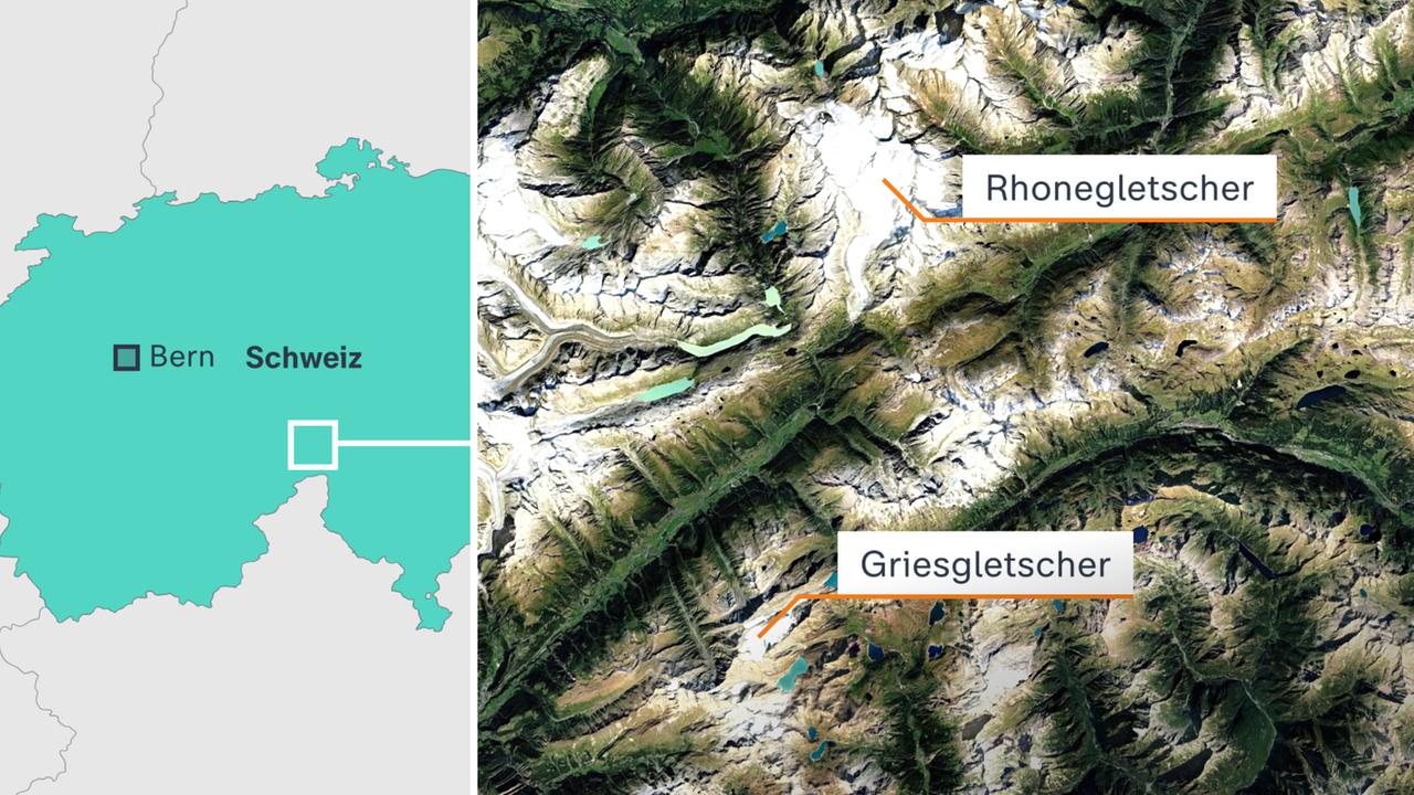 Schweiz, Gletscher, Karte
