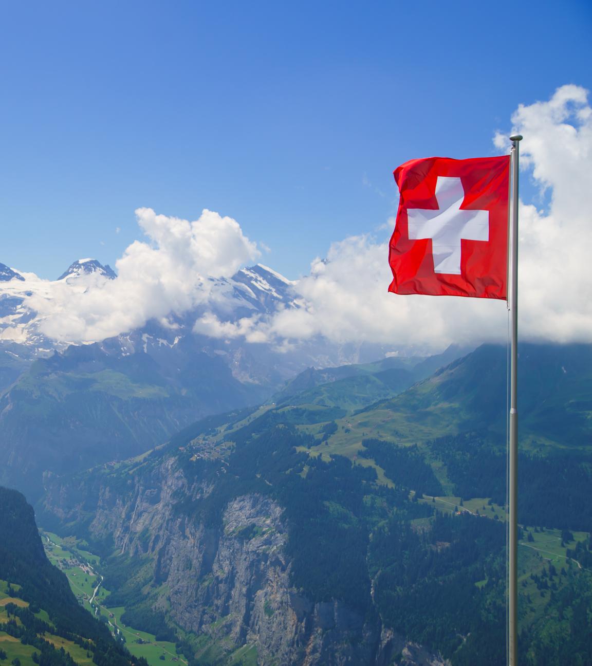 Alpine peaks landskape background. Lauterbrunnen, Jungfrau, Bernese highland.
