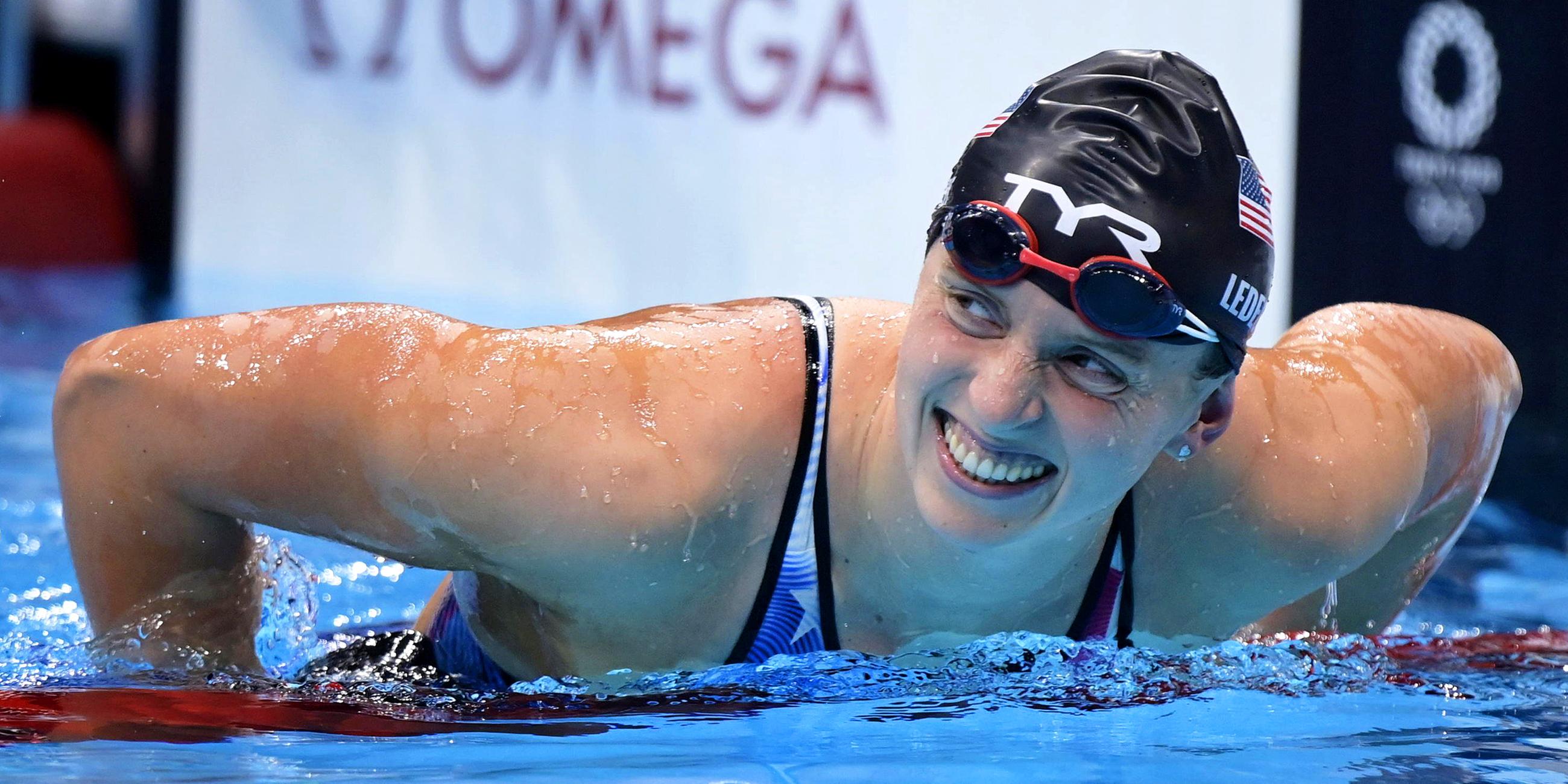 Kathleen Ledecky aus den USA nach dem Wettkampf.