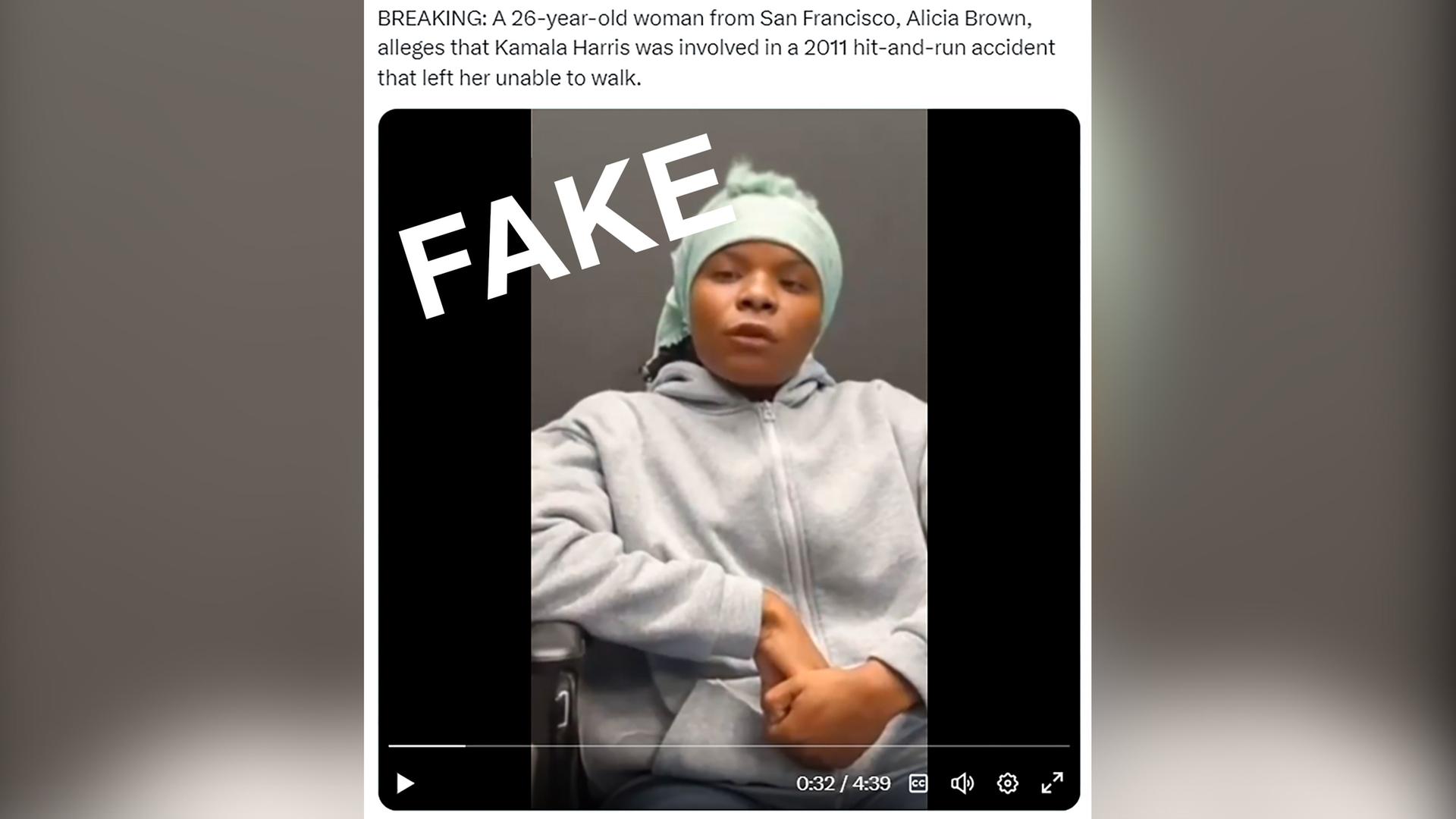 Screenshot aus dem Fake-Video mit der angeblichen Alicia Brown.