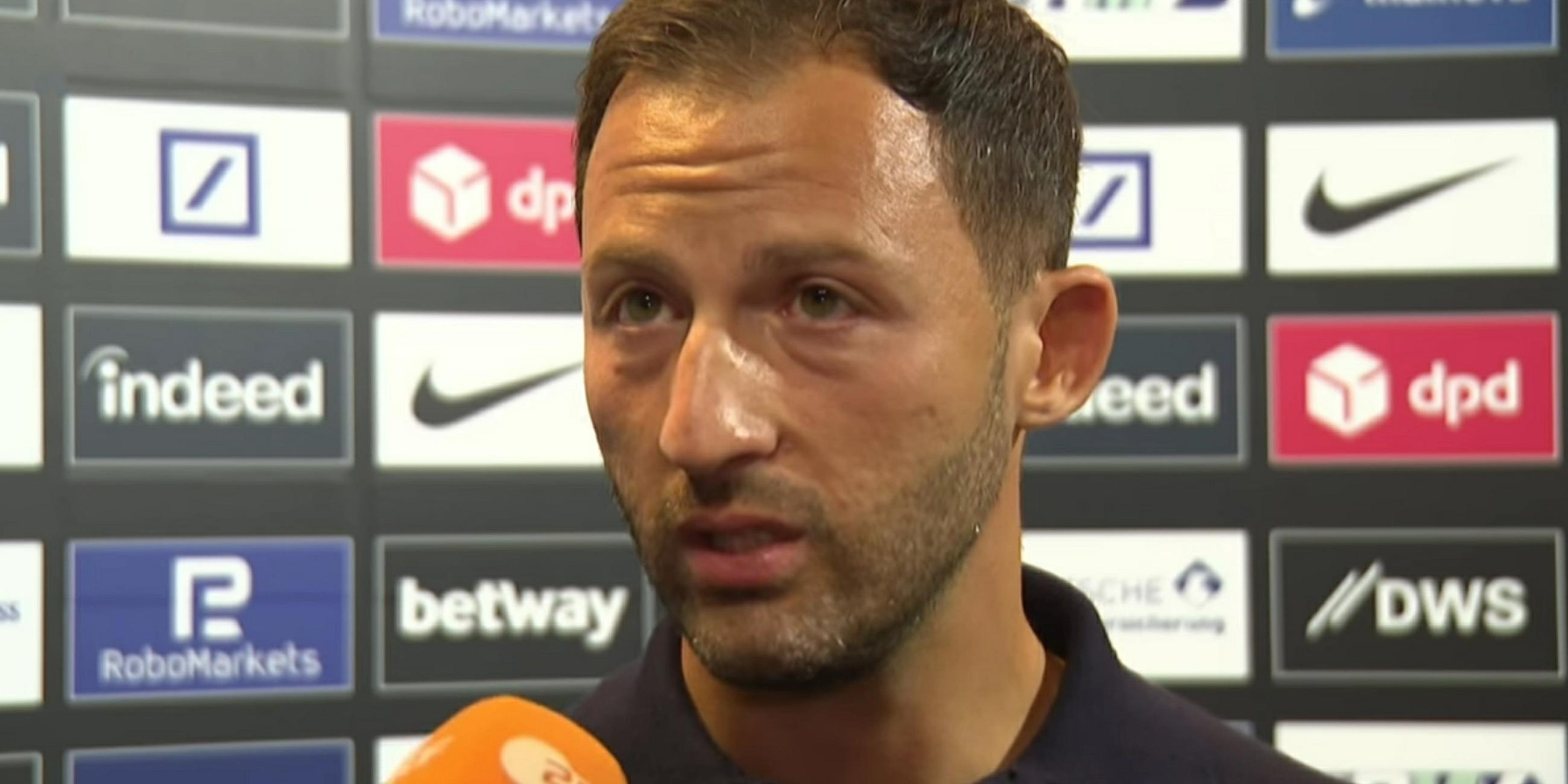 RB Leipzigs Cheftrainer Domenico Tedesco im Interview am 03.09.2022 in Frankfurt.