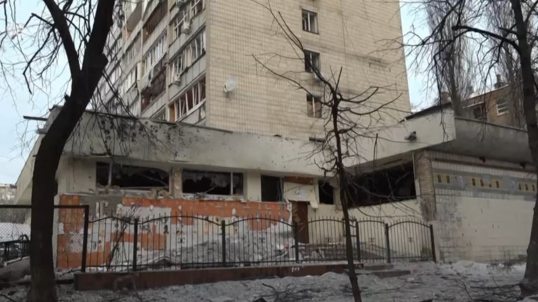 Eine Häuserfassade in Odessa. Die Stadt war nach russichen Angriffen am 12.01.2026 von Stromausfall betroffen. 