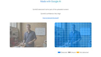 Screenshot des SynthID Detector von Google zu KI-generierter Werbung zu Mini-Klimaanlagen