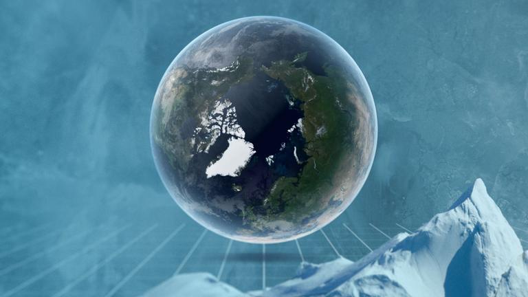 Globusansicht mit der Arktis im Mittelpunkt