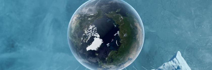 Globusansicht mit der Arktis im Mittelpunkt