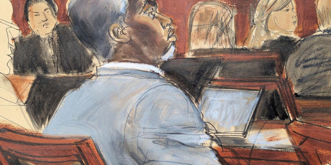 Gerichtszeichnung zeigt Sean "Diddy" Combs am ersten Verhandlungstag in einem New Yorker Gericht