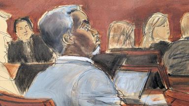 Gerichtszeichnung zeigt Sean "Diddy" Combs am ersten Verhandlungstag in einem New Yorker Gericht