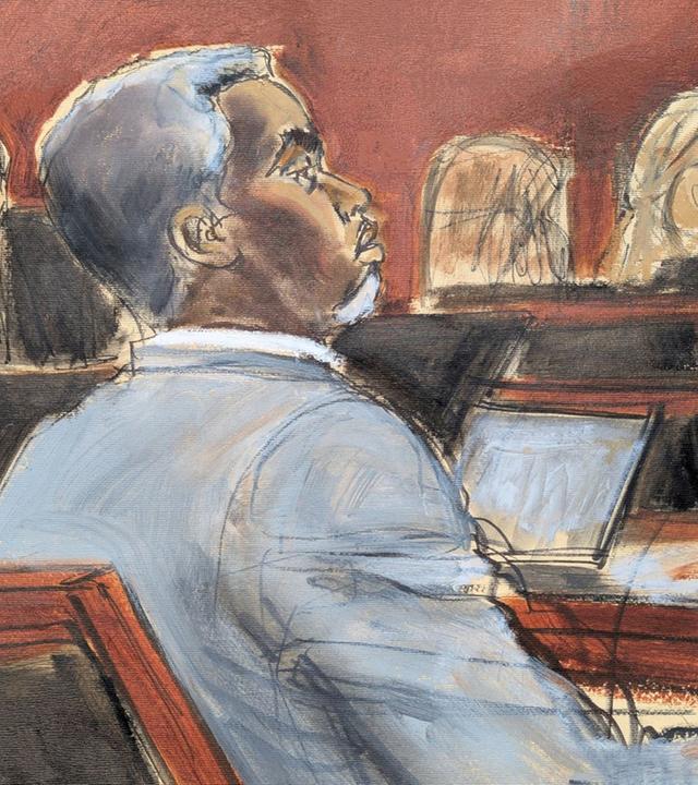 Gerichtszeichnung zeigt Sean "Diddy" Combs am ersten Verhandlungstag in einem New Yorker Gericht