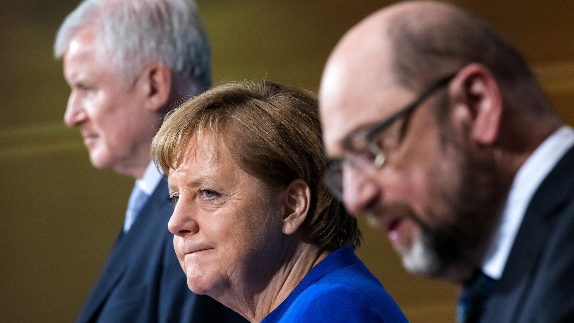 Horst Seehofer, Angela Merkel und Martin Schulz
