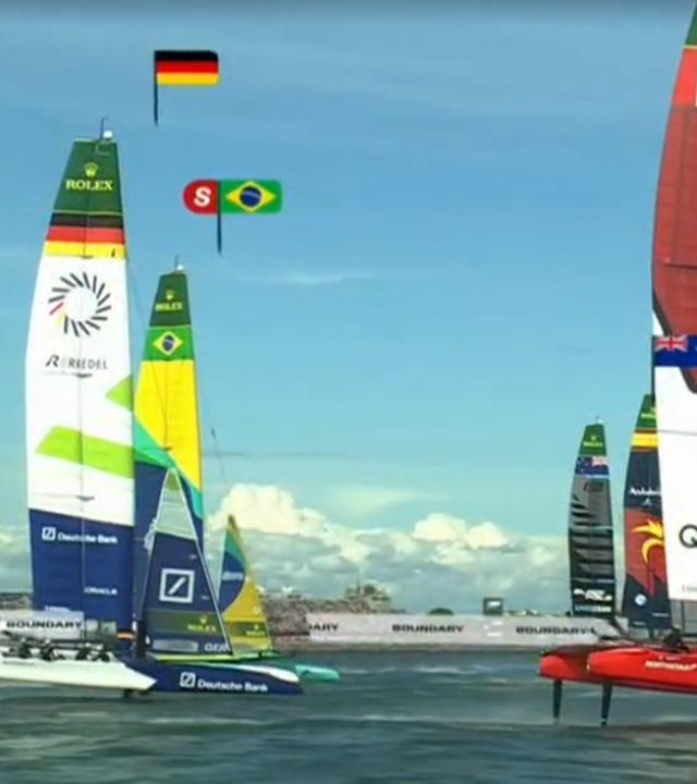 Das deutsche Team in Aktion beim Sail GP in Portsmouth.