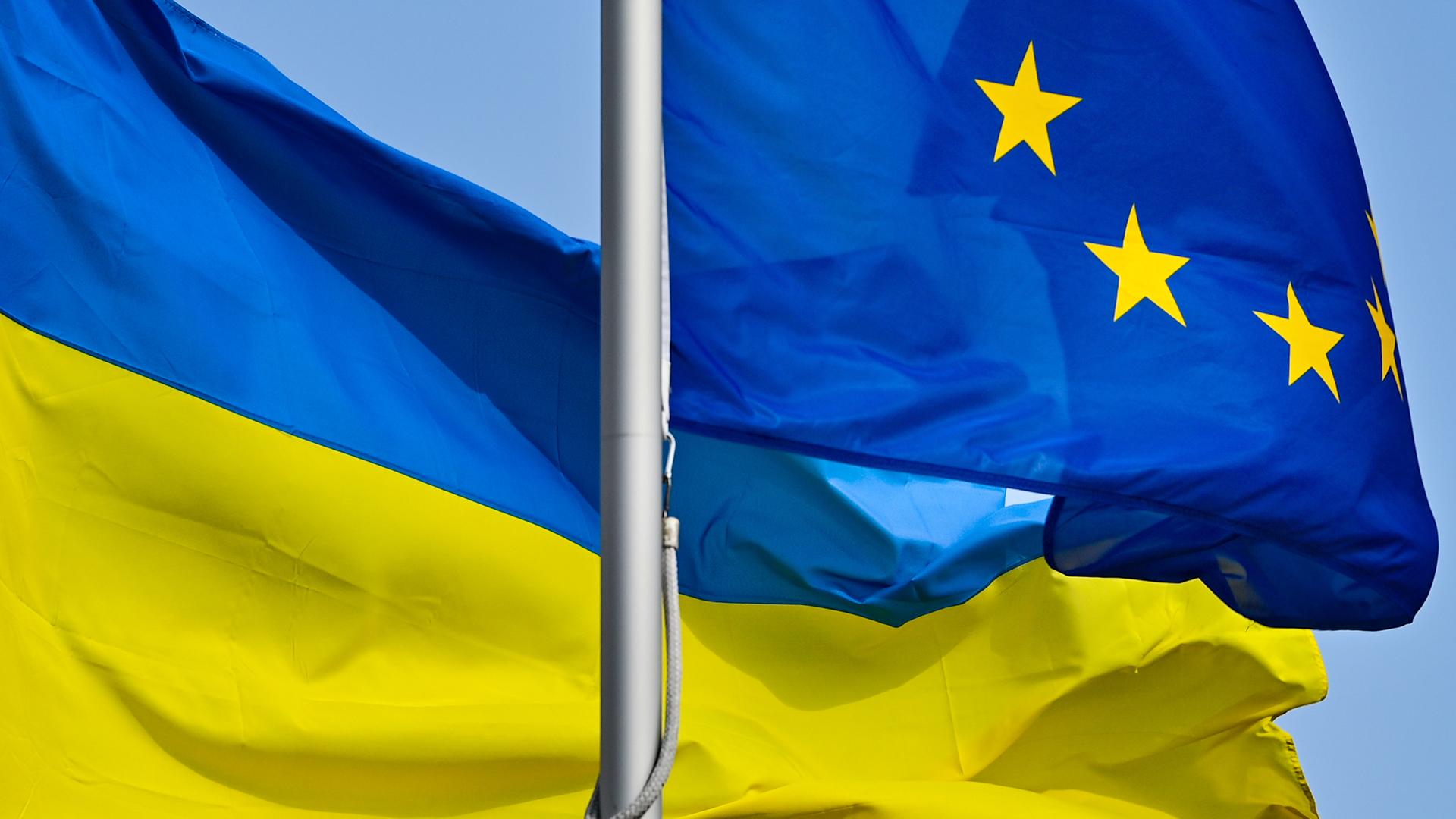 Duetsche und Ukrainische Flagge 