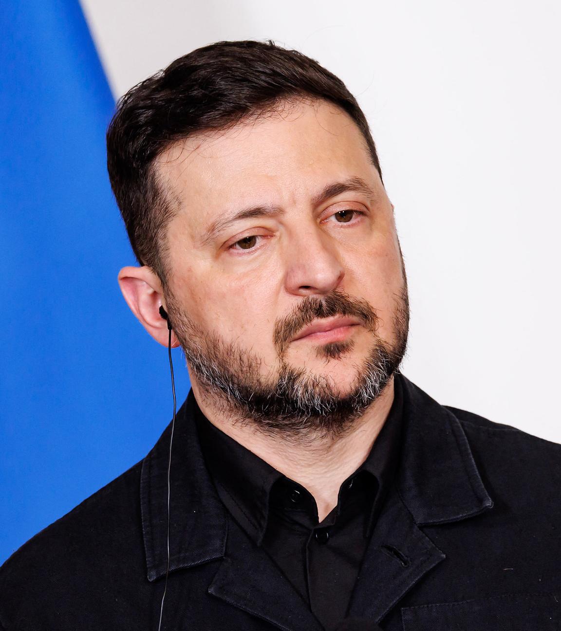 Ukrainischer Präsident Wolodymyr Selenskyj bei einer Pressekonferenz im Palazzo Chigi in Rom.