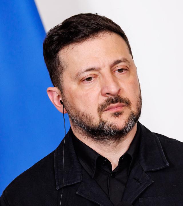 Ukrainischer Präsident Wolodymyr Selenskyj bei einer Pressekonferenz im Palazzo Chigi in Rom.