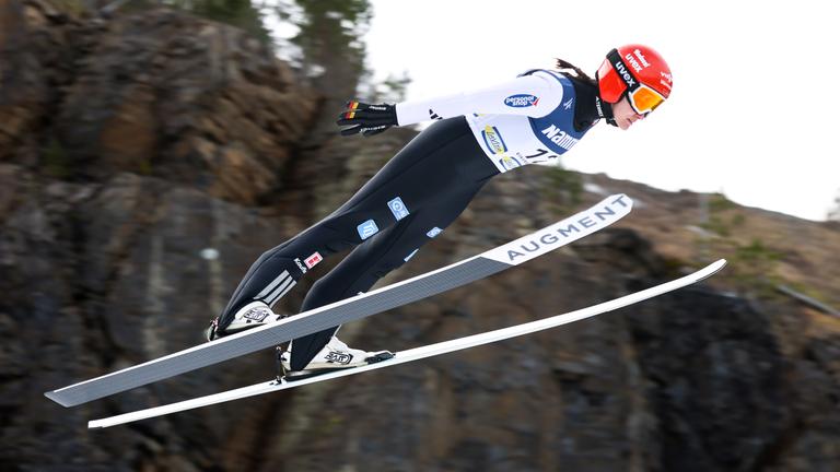 Selina Freitag beim Qualifikationslauf der Frauen am 22.03.2026 in Vikersund, Norwegen.