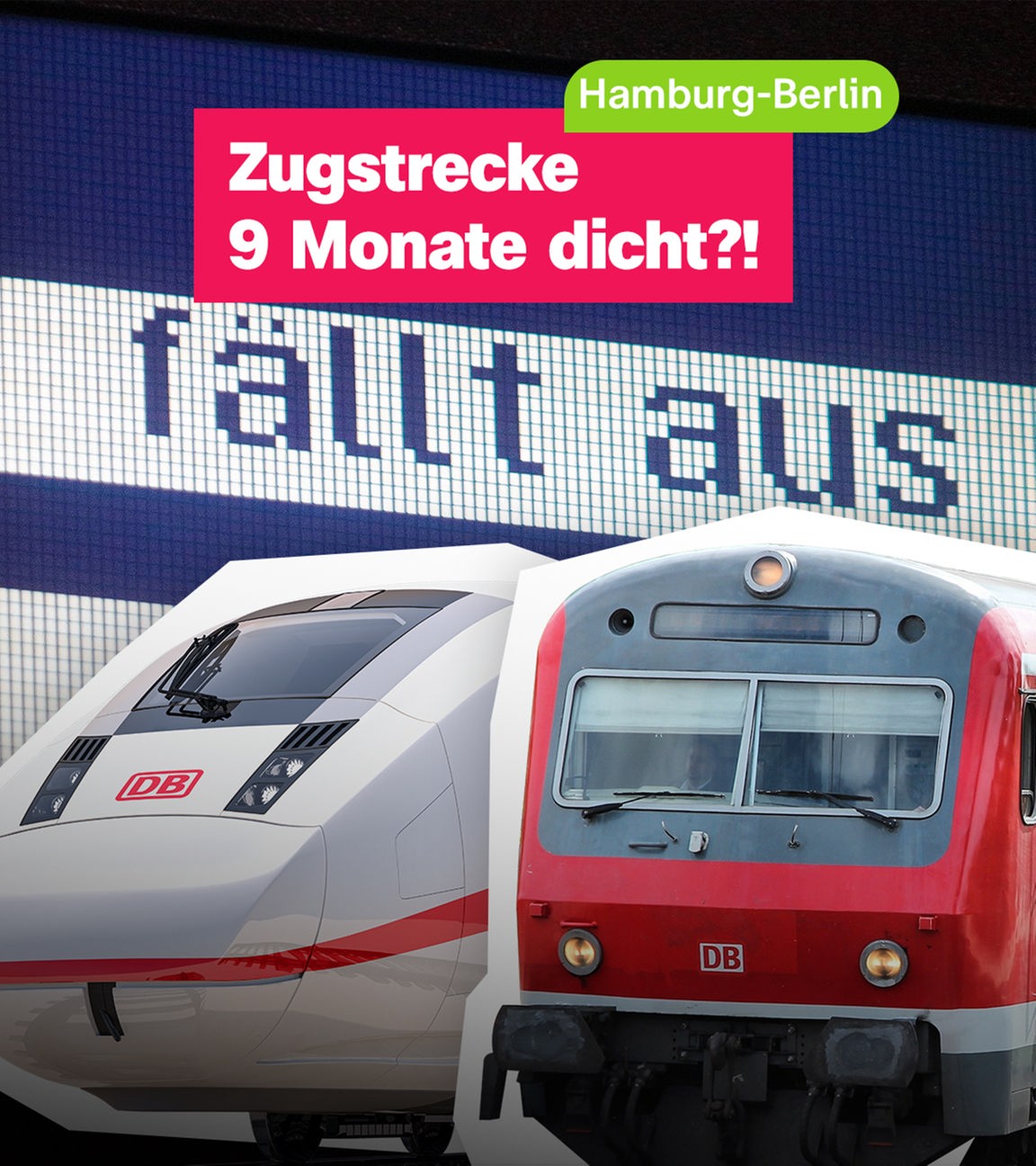 Sendungsteaser vom 1. August 2025: Zugstrecke dicht, Hamburg-Berlin, zwei Züge