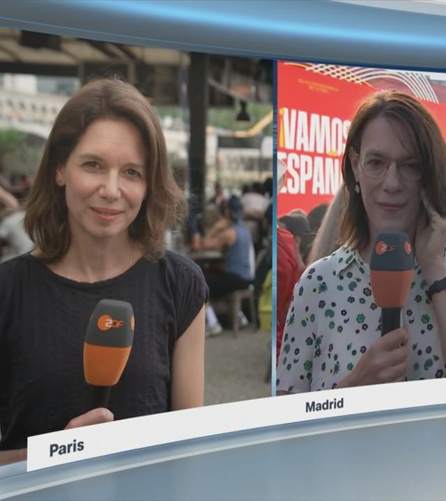 Im ersten Halbfinale der WM spielt Spanien gegen Frankreich. Wie die Stimmung vor Ort ist, berichten die ZDF-Korresondenten Anne Arend und Isabel de la Vega.