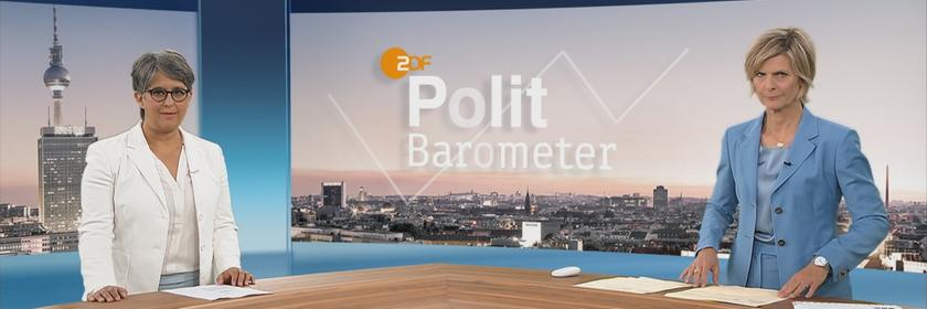 Shakuntala Banerjee präsentiert das aktuelle ZDF-Politbarometer.
