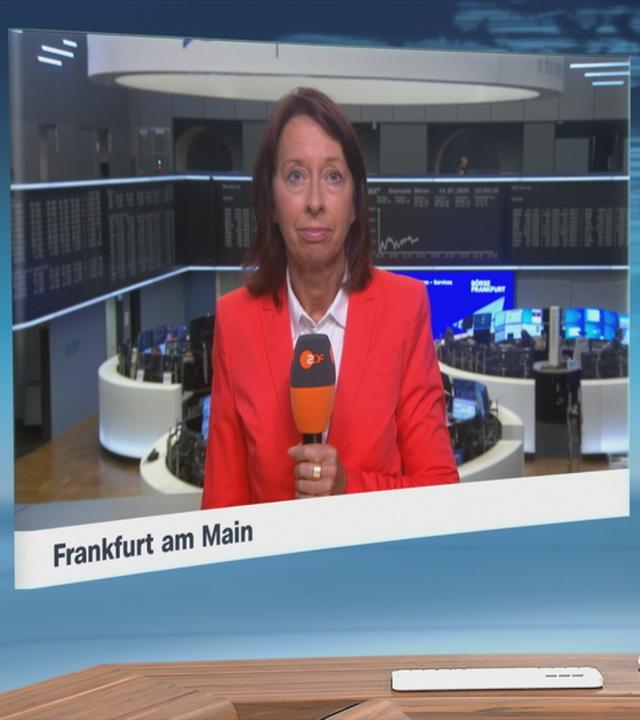 ZDF-Korrespondentin Stephanie Barrett an der Frankfurter Börse