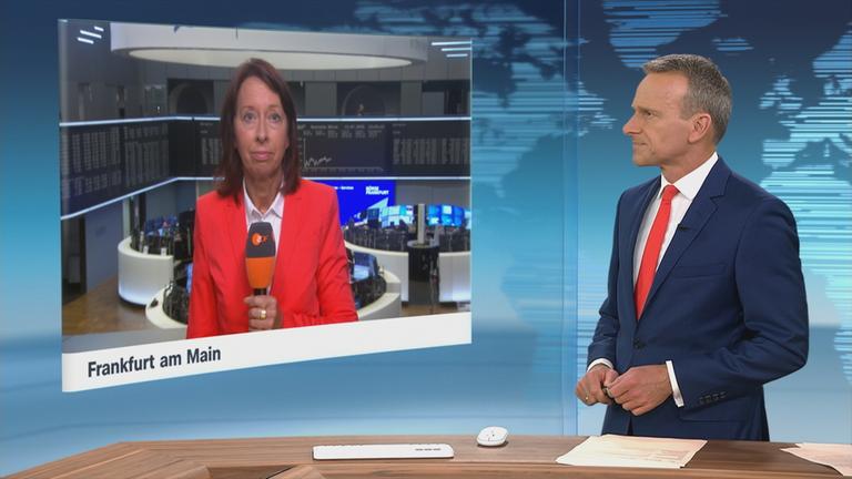 ZDF-Korrespondentin Stephanie Barrett an der Frankfurter Börse