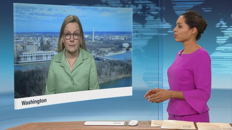 Die ZDF-Korrespondentin Claudia Bates ist live aus Waschington zugeschaltet
