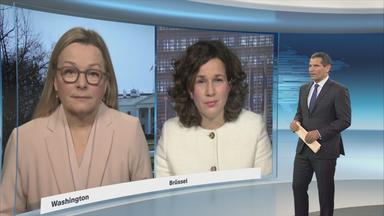 Wegen der Entsendung von Soldaten auf eine Erkundungsmission nach Grönland droht US-Präsident Donald-Trump Deutschland mit Zöllen. Claudia Bates und Isabelle Schaefers berichten.