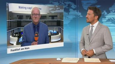 Moderator im Schaltgespräch mit ZDF-Börsenexperte Frank Bethmann.
