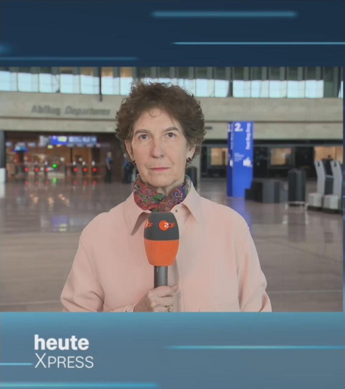 Schaltgespräch mit Susanne Biedenkopf zur Eröffnung des Terminal 3 am Frankfurter Flughafen