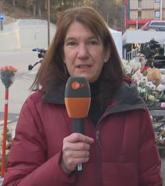 ZDF-Reporterin Dorothea Dörner berichtet live aus Crans-Montana in der Schweiz