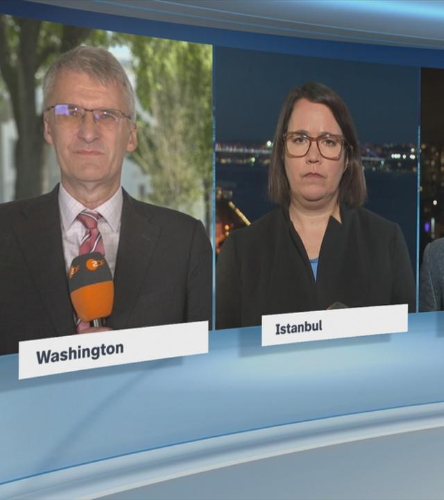 Die ZDF-Korrespondenten Phoebe Gaa, Elmar Theveßen und Thomas Reichart 