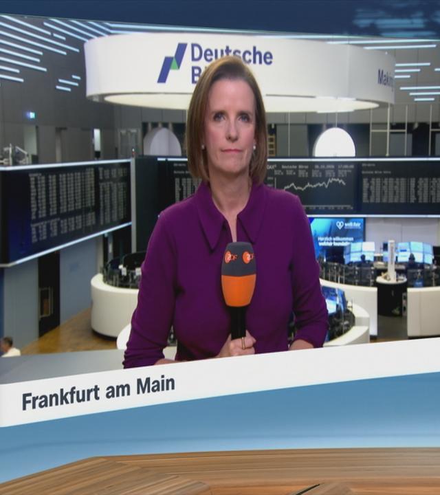 Moderatorin im Schaltgespräch mit ZDF-Wirtschaftsexpertin Valerie Haller