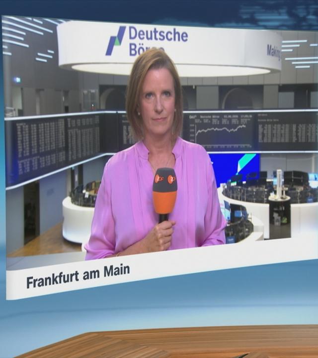 Moderatorin im Schaltgespräch mit ZDF-Börsenexpertin Valerie Haller