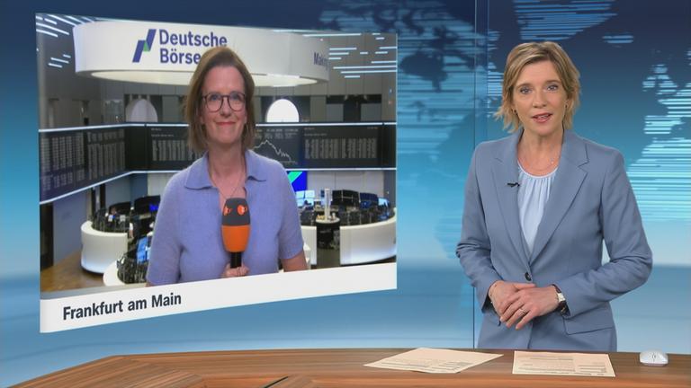 Moderatorin im Schaltgespräch mit ZDF-Börsenexpertin Valerie Haller