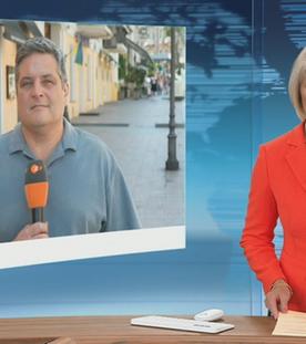 ZDF-Korrespondent Dara Hassanzadeh bei einem Schaltgespräch.