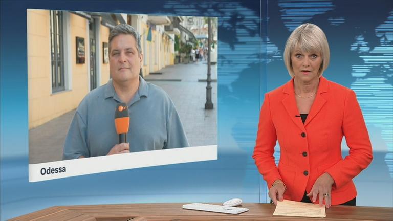 ZDF-Korrespondent Dara Hassanzadeh bei einem Schaltgespräch.