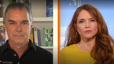 Holger Hoos und Mirjam Meinhardt im Schaltgespräch. 