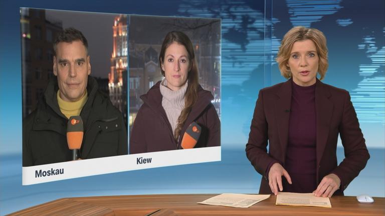 Schaltgespräch mit ZDF-Korrespondentin Alica Jung aus Kiew und ZDF-Korrespondent Armin Coerper aus Moskau.