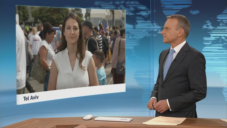 ZDF-Korrespondentin Alica Jung bei einem Schaltgespräch.