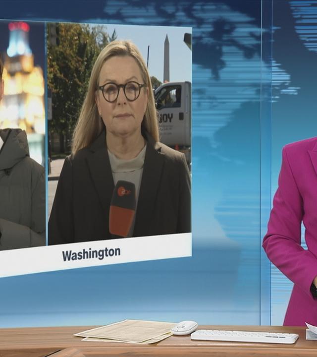 Die ZDF-Korrespondenten Felix Klauser und Claudia Bates sind zu sehen.