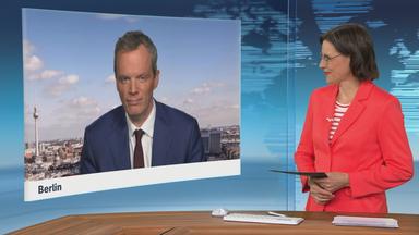 Moderatorin im Schaltgespräch mit ZDF-Wirtschaftsexperte Florian Neuhann