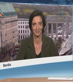 Moderatorin im Schaltgespräch mit ZDF-Korrespondentin Diana Zimmermann