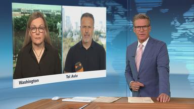 Moderator im Schaltgespräch mit den ZDF-Korrespondenten Thomas Reichart und Claudia Bates